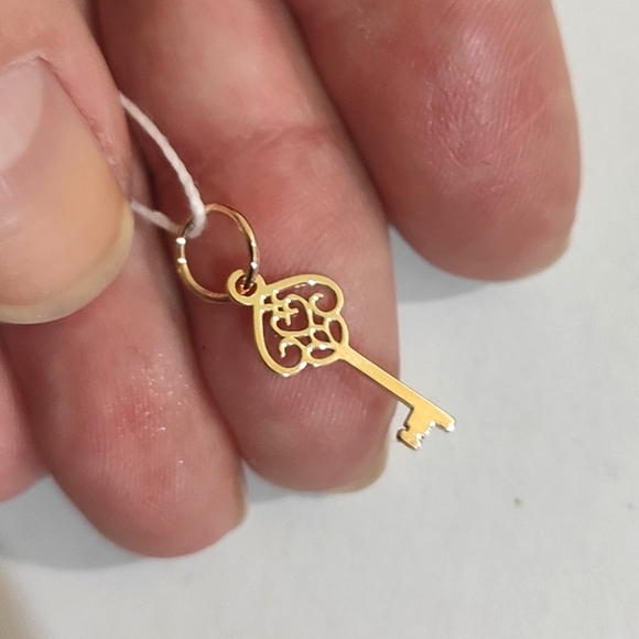 Key Rose Gold Plated Sterling Silver Pendant Charm - Picture 10 of 13